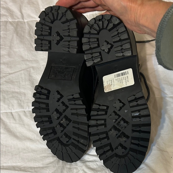 Marc Fisher Black Leather Combat Boots with Patterned Laces, Retails for $239 - Picture 8 of 12